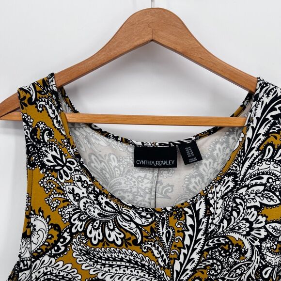 Cynthia Rowley Sleeveless Paisley Floral Print Asymmetrical Aline Dress Size 1X - Picture 3 of 8